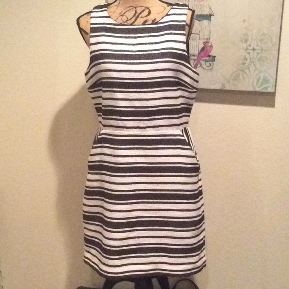 Black and white striped dress